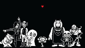 Undertale Black And White Pixel Characters Wallpaper