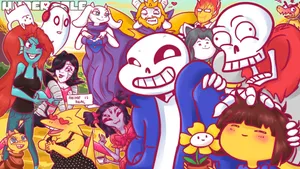 Undertale Characters Having Fun Wallpaper