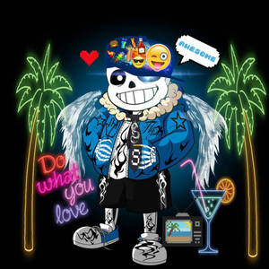 Undertale Sans And Neon Lights Wallpaper