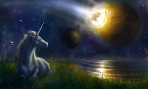 Unicorn And Planets Wallpaper