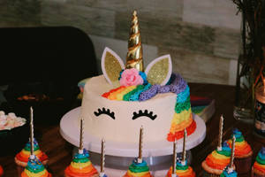 Unicorn Cake And Cupcakes Wallpaper