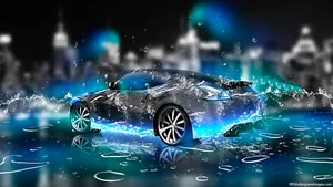Unique Car With Water Art Wallpaper