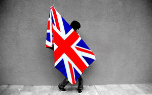 United Kingdom Flag On Gray Wall Wallpaper