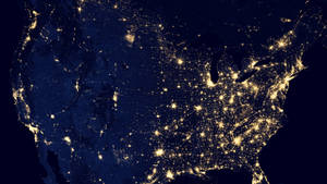 United States Map Night Aerial View Wallpaper