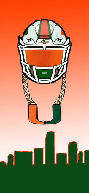 University Of Miami Helmet And Skyline Wallpaper