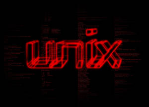 Unix Red Retro-style Logo Wallpaper