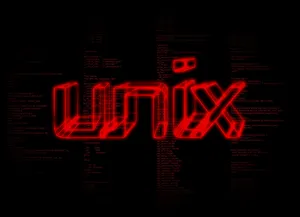 Unix Red Retro-style Logo Wallpaper
