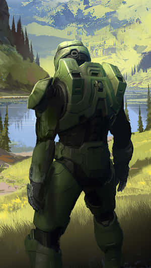 Unleash The Power Of The Master Chief On Your Phone Wallpaper