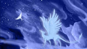 Unleash The Power Of The Winged Wolf Wallpaper