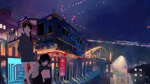 Unwind With Anime Under The Stars Wallpaper