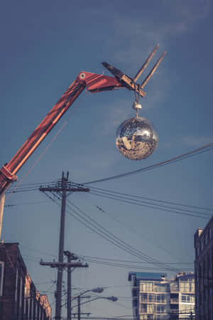 Urban Disco Ball Crane Lift Wallpaper