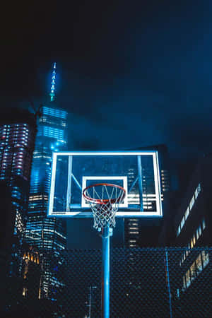 Urban Night Basketball Hoop Wallpaper