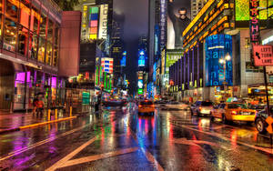 Urban Panorama Of New York Street Wallpaper