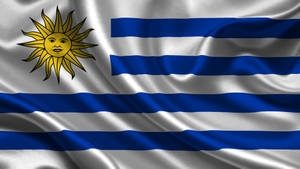 Uruguay Flag In Satin Fabric Wallpaper
