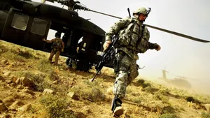 Us Army Helicopter In Deserted Field Wallpaper