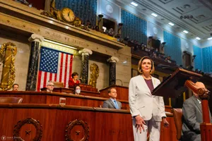 Us House Speaker Nancy Pelosi Delivering A Speech Wallpaper