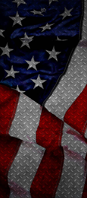 Usa Flag On Metal Sheet Wallpaper