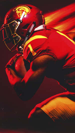 Usc Football Player In Red And Yellow Uniform Wallpaper