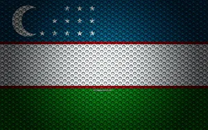 Uzbekistan Flag In Metallic Colors Wallpaper