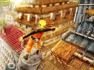 Uzumaki Naruto In Konoha Village Wallpaper