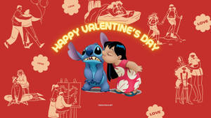 Valentine's Day Lilo And Stitch 3d Wallpaper