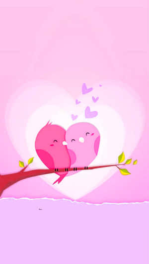 Valentine's Day Phone Kissing Birds Wallpaper