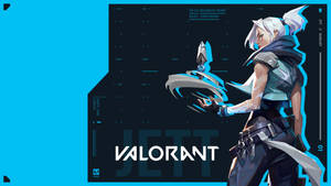 Valorant Computer Jett Blue Background Wallpaper
