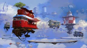Van, House, Future, Art, Sci-fi Wallpaper
