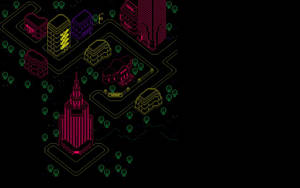 Vaporwave City In Earthbound In Black Wallpaper