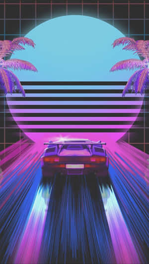Vaporwave Iphone Sports Car Wallpaper