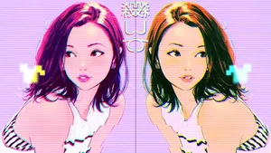 Vaporwave Sister Portrait Wallpaper