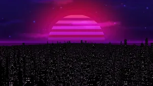 Vaporwave Sunset Cityscape4 K U H D Wallpaper
