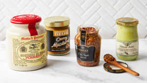 Varietyof Mustard Jars Wallpaper