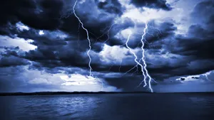 Various Lightning Strikes In Ocean Wallpaper