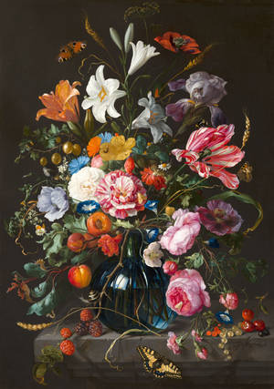 Vase Of Flowers Painting By De Heem Wallpaper