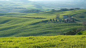 Vast Foggy Landscape Tuscany Wallpaper