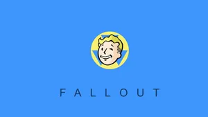 Vault Boy Logo Blue Background Wallpaper