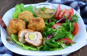 Vegetarian Scotch Eggs With Mustard Sauce Wallpaper