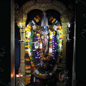 Venkateswara Swamy Golden Arch Altar Wallpaper