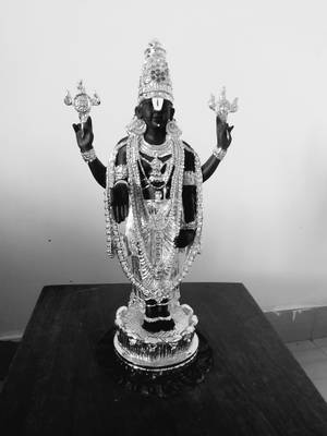 Venkateswara Swamy Greyscale Hindu Statue Wallpaper