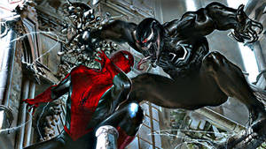 Venom Fighting Spiderman Wallpaper