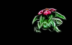 Venusaur Green Lines Black Background Wallpaper