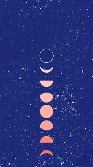Vertical Moon Phases In Navy Blue Wallpaper