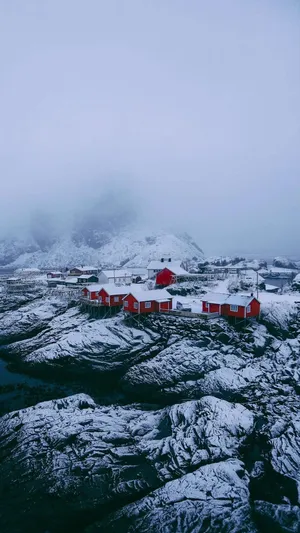 Vertical Red Houses Wallpaper