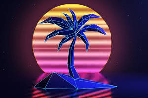 Vibrant 80s Retro Synthwave Design Wallpaper