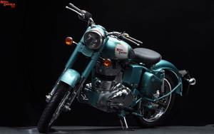 Vibrant Blue Royal Enfield Classic 500 In High Definition Wallpaper