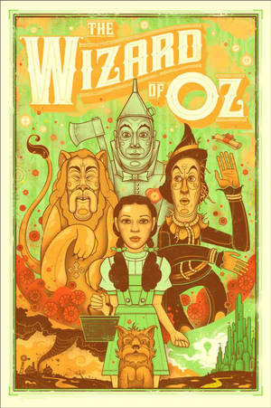 Vibrant Caricature Portrait Of The Wizard Of Oz Cast Wallpaper