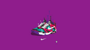 Vibrant Cartoon Sneaker On White Background Wallpaper