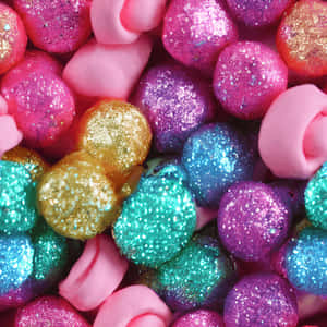 Vibrant Glitter Beadsand Roses Texture Wallpaper