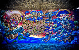 Vibrant Graffiti Art Depicting A Pirate Battle Scene Wallpaper